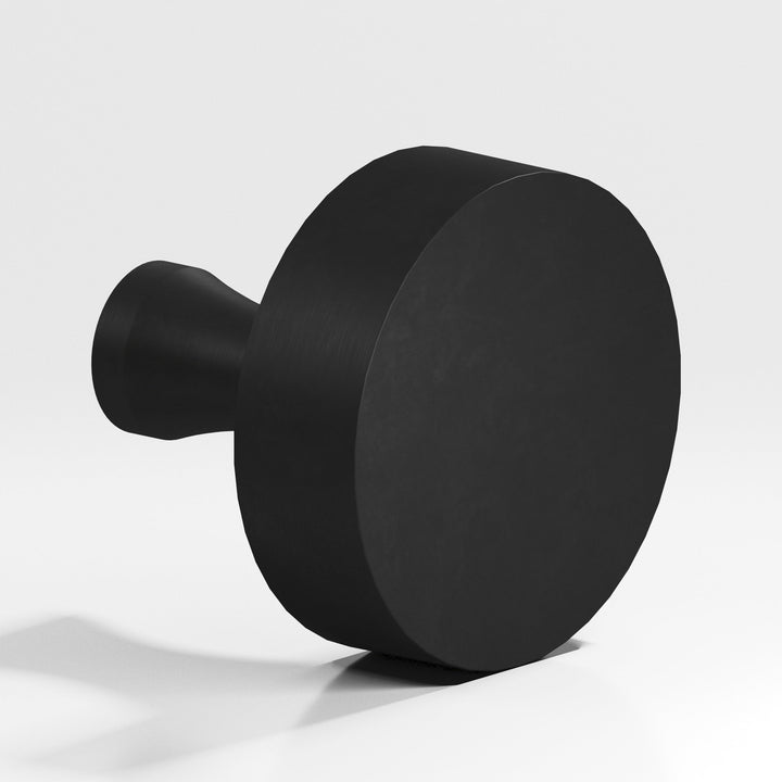 Colonial Bronze 112 Round Cabinet Knob with flared post in Matte Satin Black