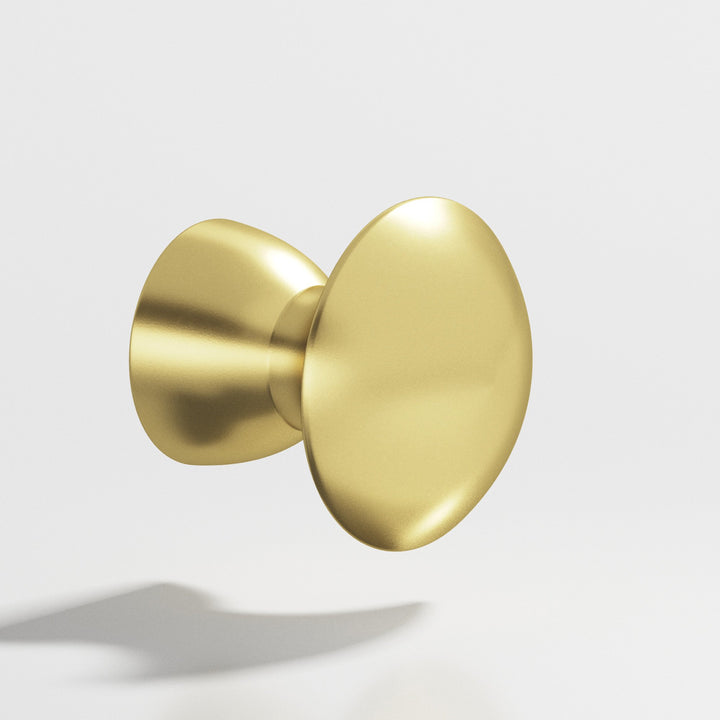 Colonial Bronze 114 Round Cabinet Knob in Matte Satin Brass