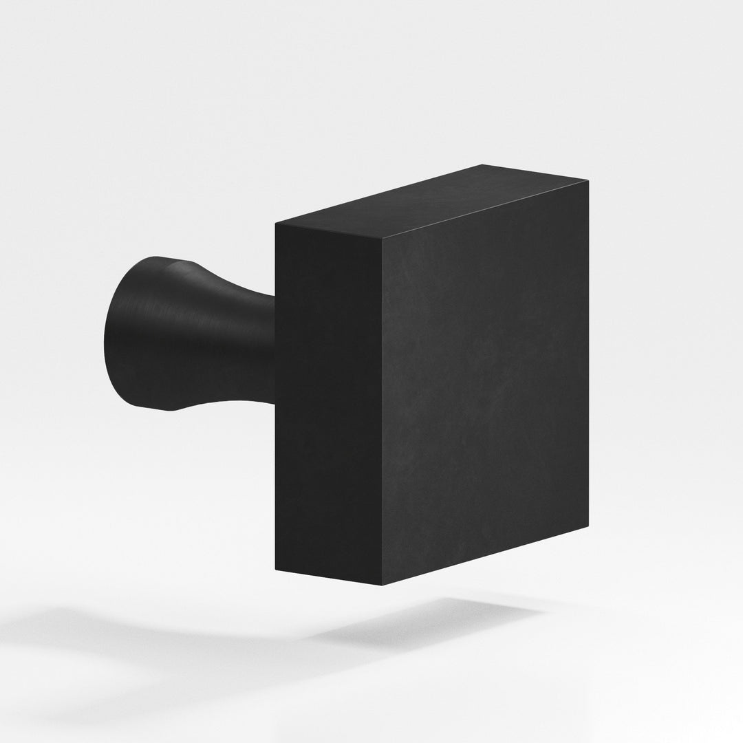 Colonial Bronze 121 Square Cabinet Knob with flared post in Matte Satin Black