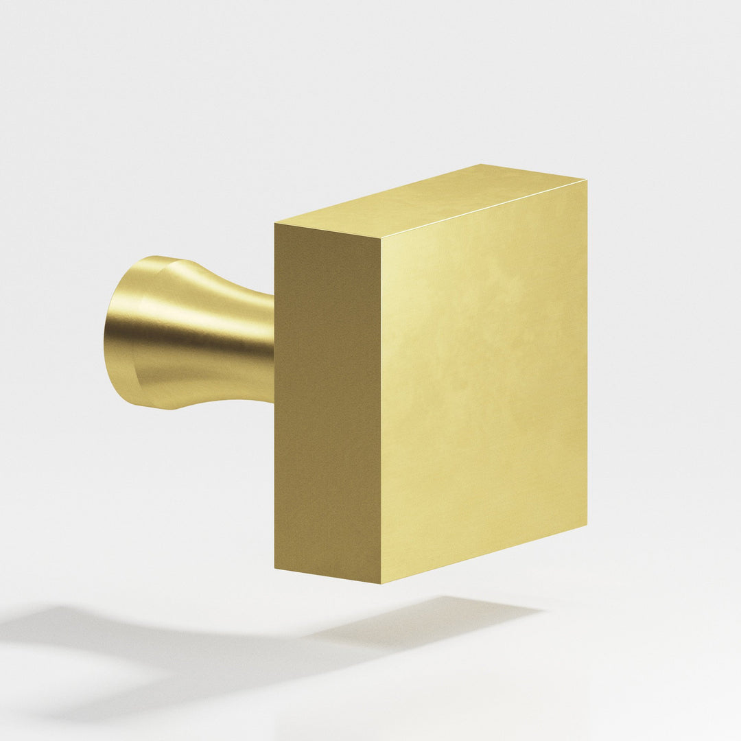 Colonial Bronze 121 Square Cabinet Knob with flared post in Matte Satin Brass