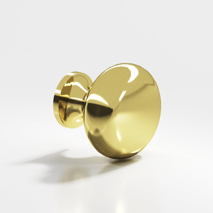 Colonial Bronze 192 Round Cabinet Knob in Unlacquered Polished Brass