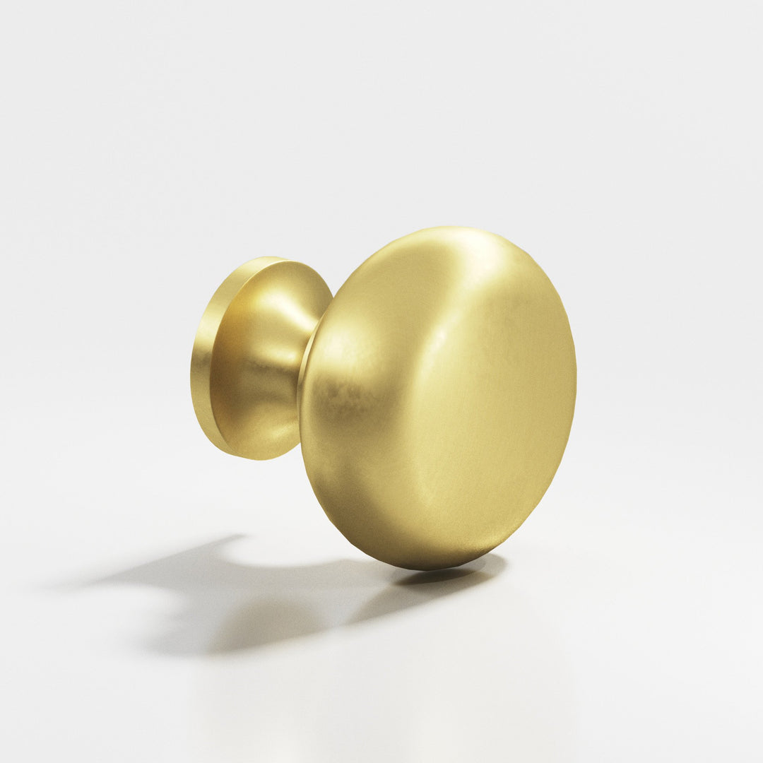 Colonial Bronze 190 Round Cabinet Knob in Matte Satin Brass