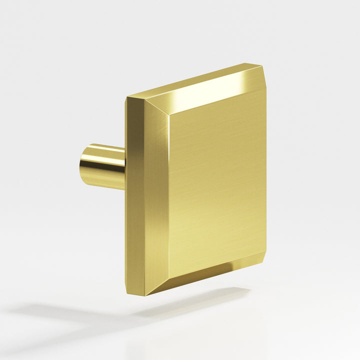 Colonial Bronze 127 Square beveled Cabinet Knob with straight post in Unlacquered Polished Brass