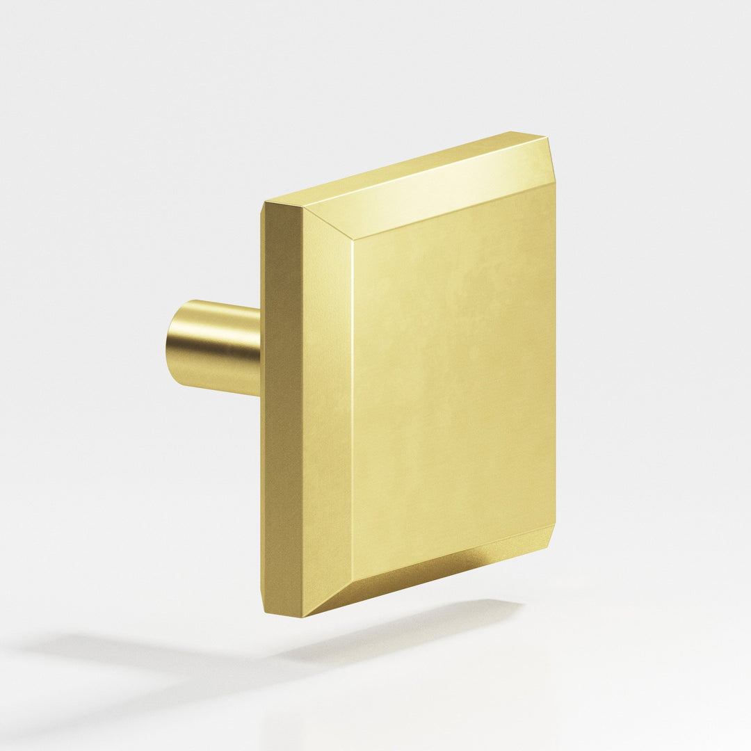 Colonial Bronze 126 Square beveled Cabinet Knob with straight post in Matte Satin Brass