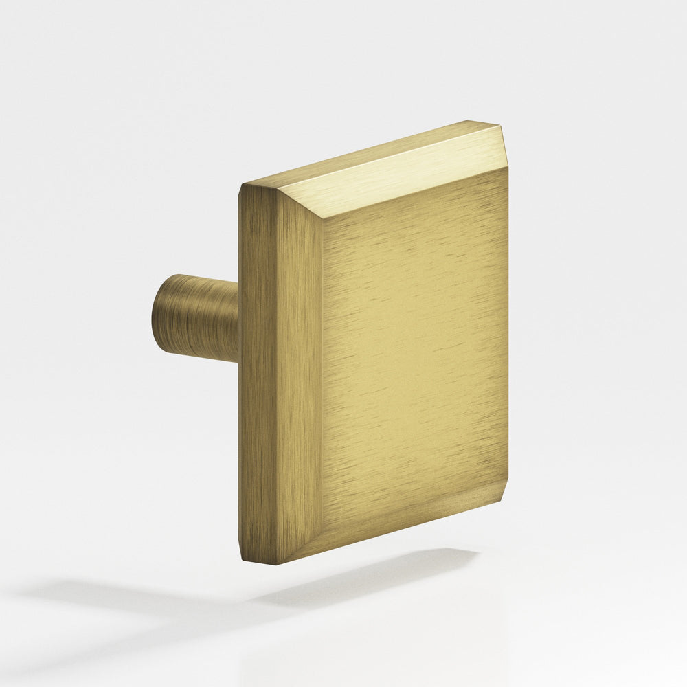 Colonial Bronze 127 Square beveled Cabinet Knob with straight post in Matte Antique Satin Brass