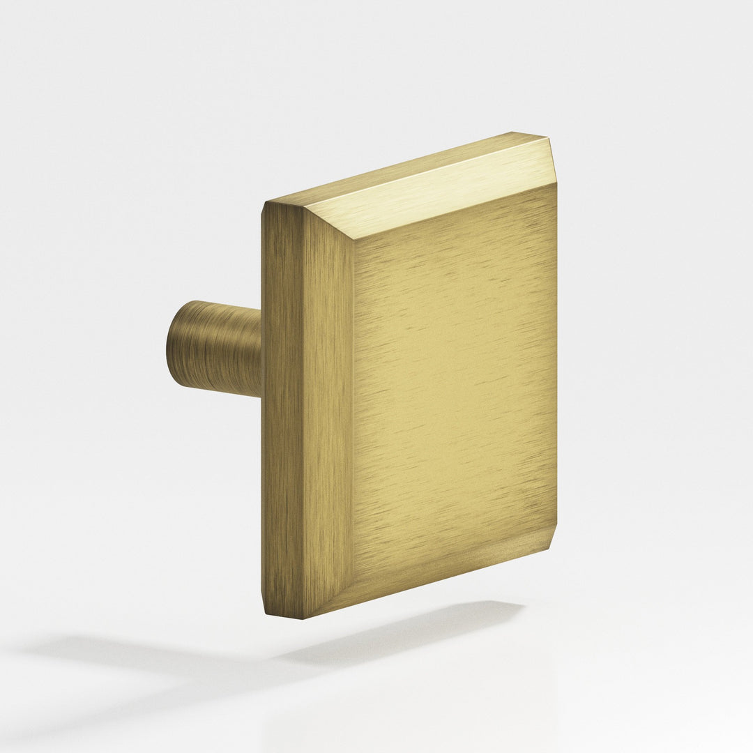 Colonial Bronze 127 Square beveled Cabinet Knob with straight post in Matte Antique Satin Brass