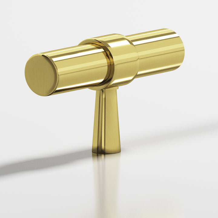 Colonial Bronze 1301 Round collared T Cabinet Knob with tapered post in Unlacquered Polished Brass