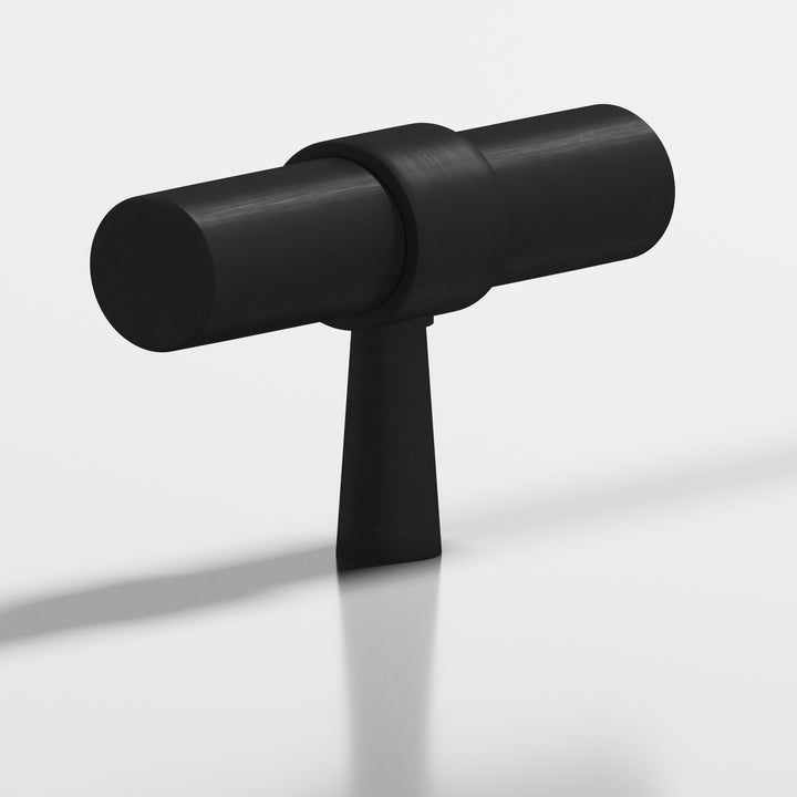 Colonial Bronze 1301 Round collared T Cabinet Knob with tapered post in Matte Satin Black