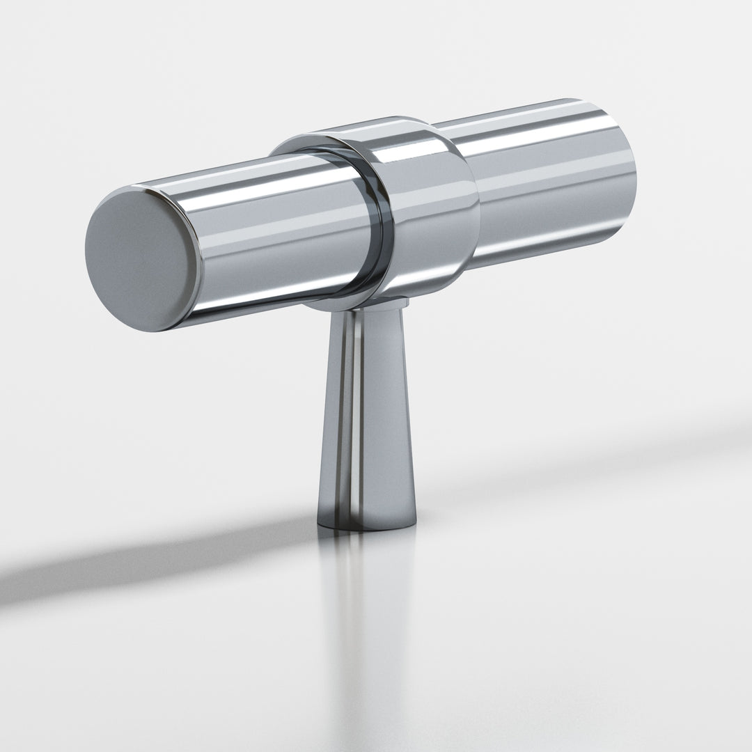 Colonial Bronze 1301 Round collared T Cabinet Knob with tapered post in Polished Chrome