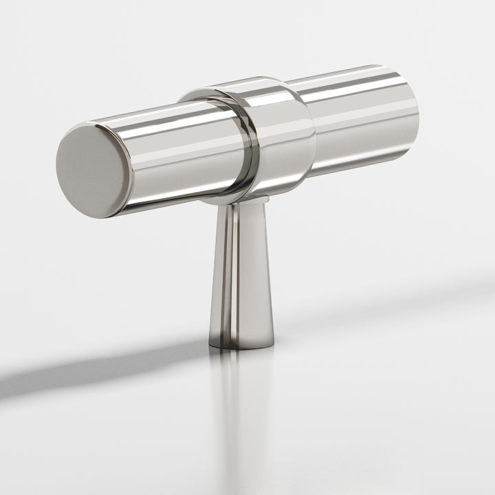 Colonial Bronze 1301 Round collared T Cabinet Knob with tapered post in Polished Nickel