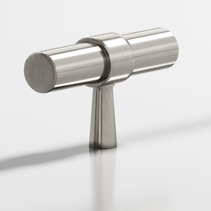 Colonial Bronze 1301 Round collared T Cabinet Knob with tapered post in Satin Nickel