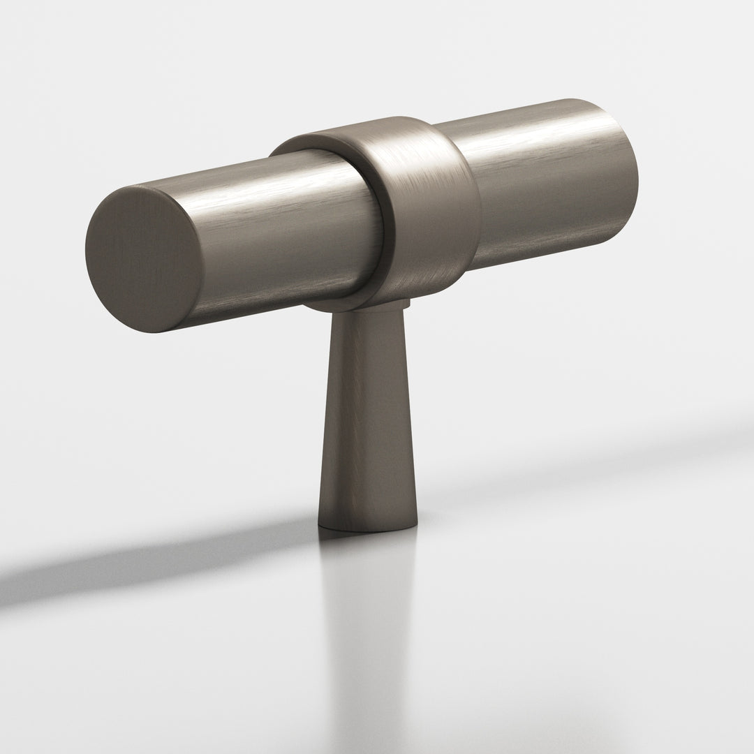 Colonial Bronze 1301 Round collared T Cabinet Knob with tapered post in Matte Pewter