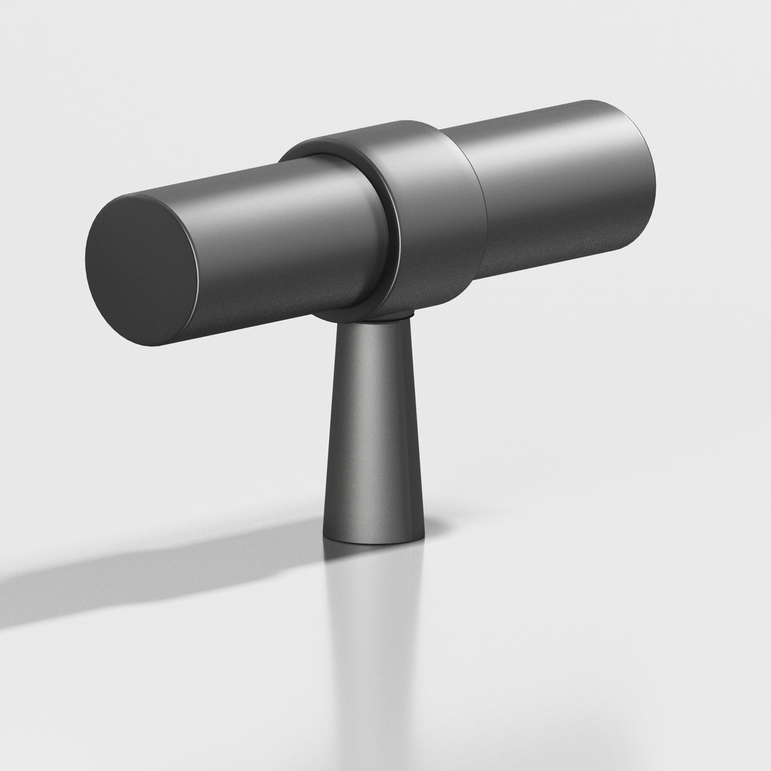 Colonial Bronze 1301 Round collared T Cabinet Knob with tapered post in Matte Graphite