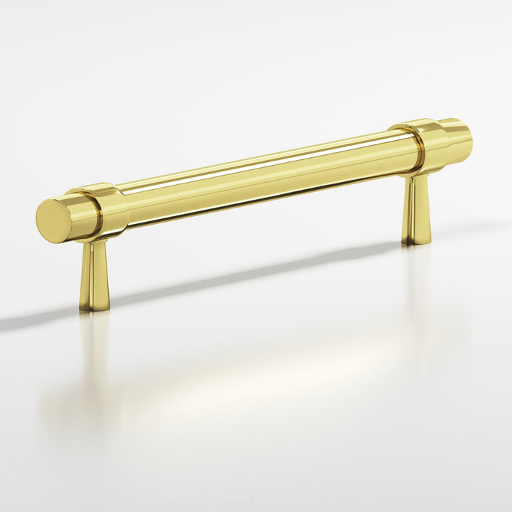 Colonial Bronze 1302 Round collared Cabinet Pull with tapered posts in Unlacquered Polished Brass