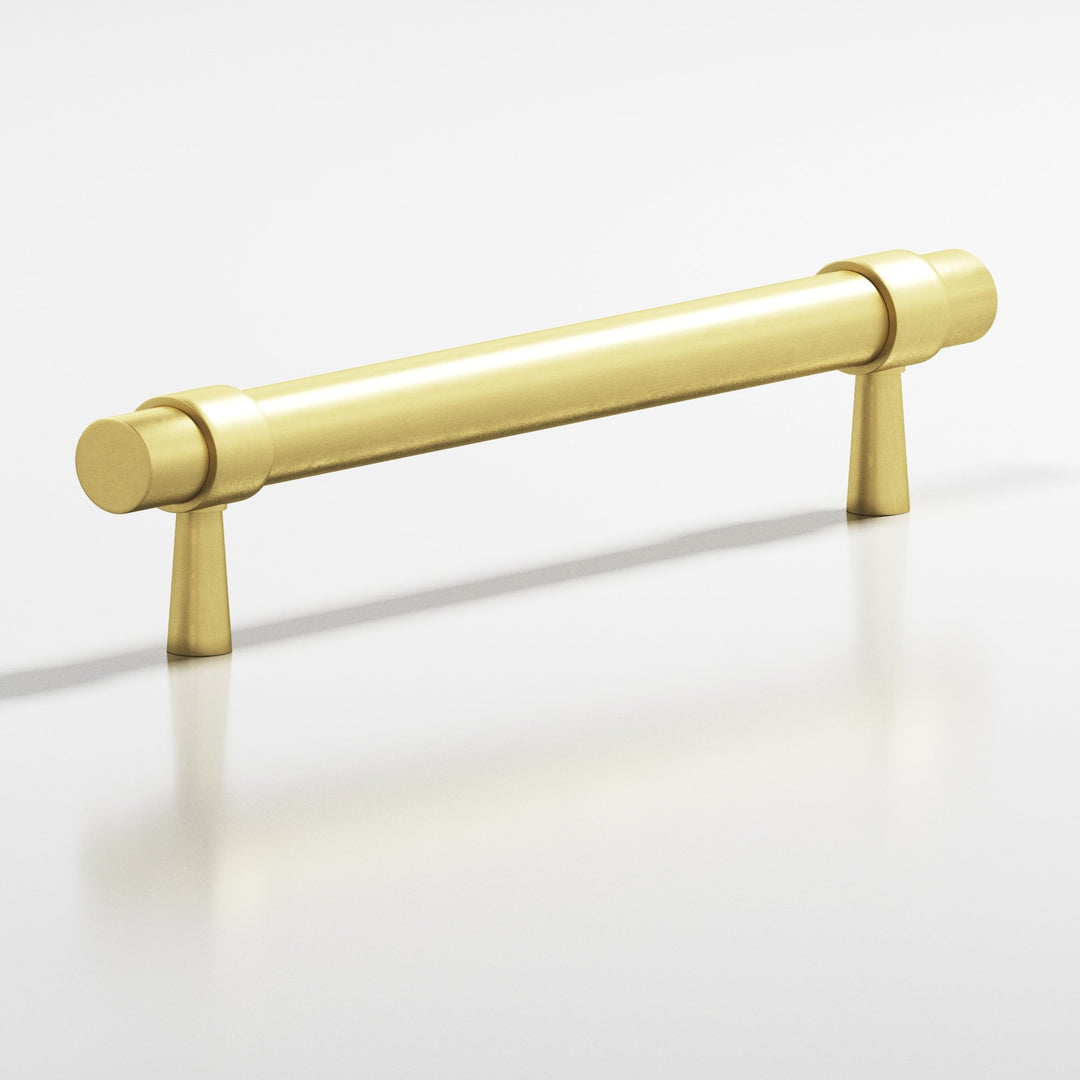 Colonial Bronze 1302 Round collared Cabinet Pull with tapered posts in Matte Satin Brass