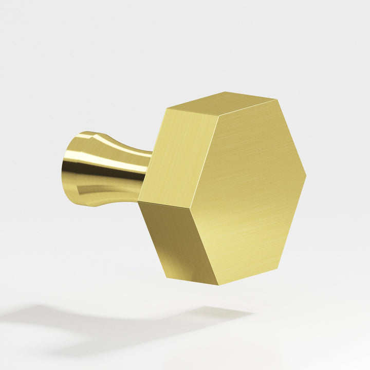 Colonial Bronze 131 Hexagonal Cabinet Knob with flared post in Unlacquered Polished Brass