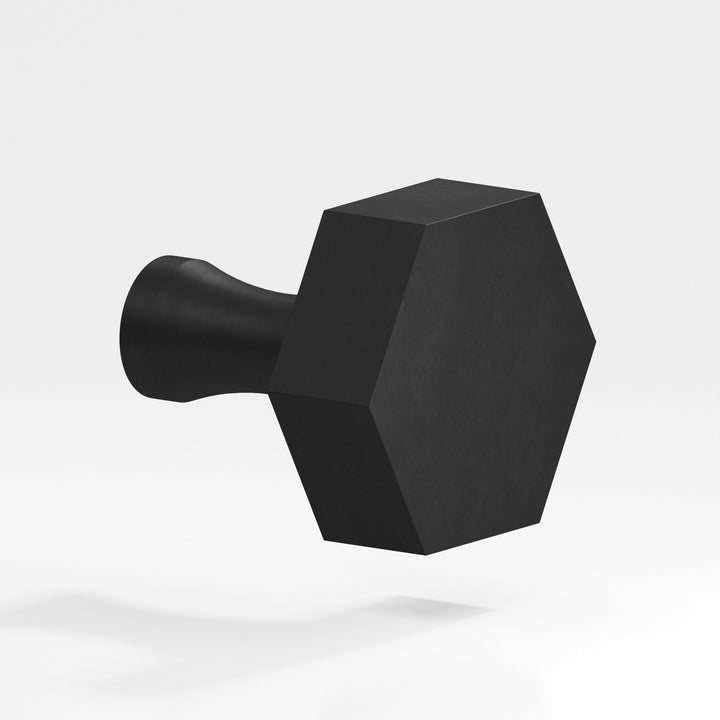 Colonial Bronze 132 Hexagonal Cabinet Knob with flared post in Matte Satin Black
