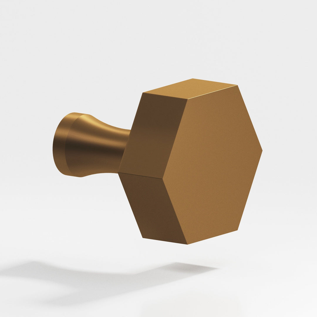 Colonial Bronze 132 Hexagonal Cabinet Knob with flared post in Matte Light Statuary Bronze