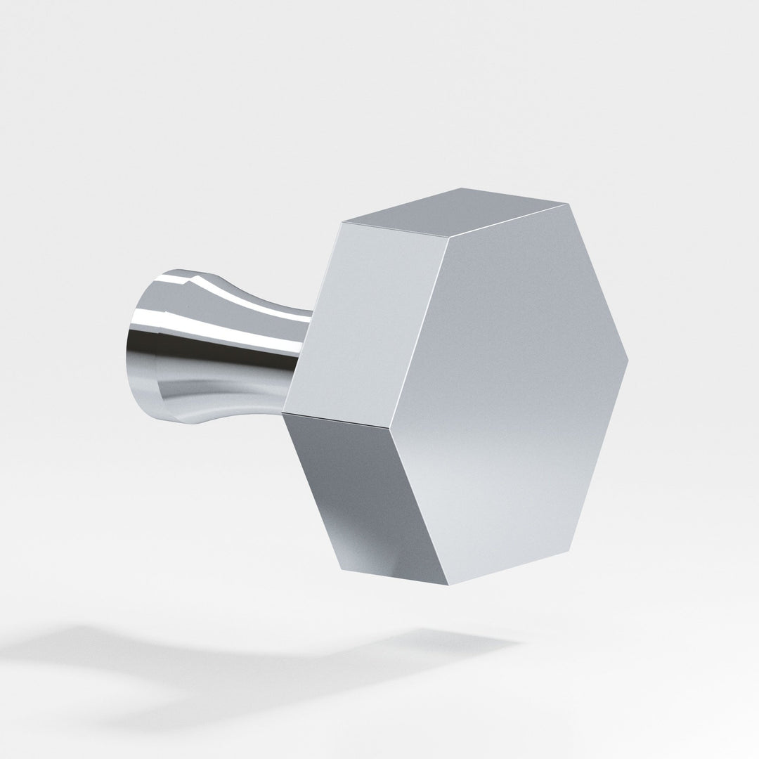 Colonial Bronze 132 Hexagonal Cabinet Knob with flared post in Polished Chrome
