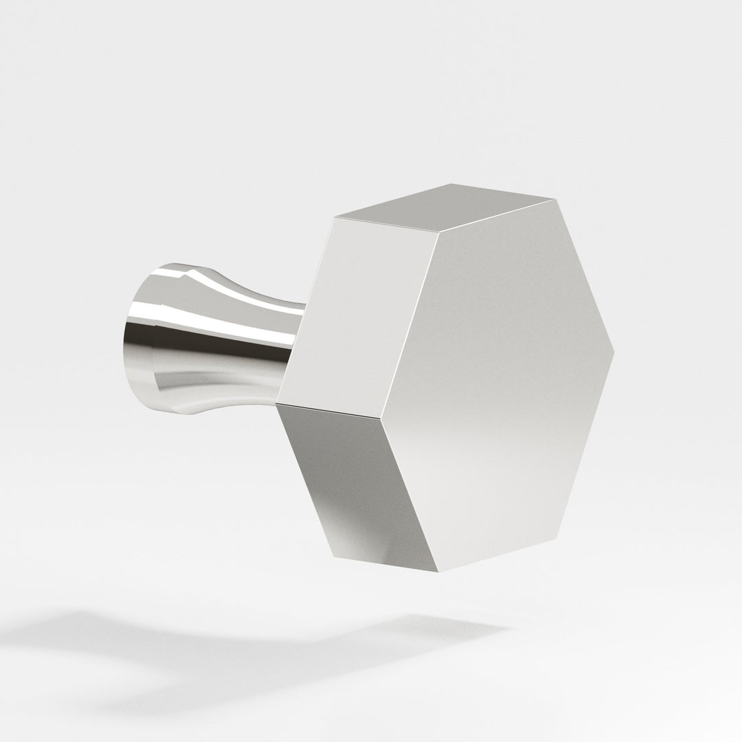 Colonial Bronze 131 Hexagonal Cabinet Knob with flared post in Polished Nickel