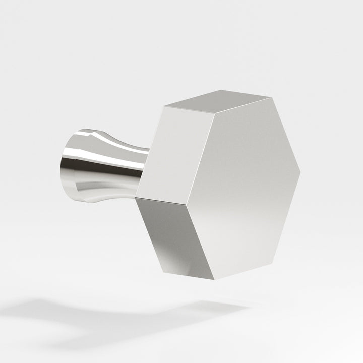 Colonial Bronze 130 Hexagonal Cabinet Knob with flared post in Polished Nickel
