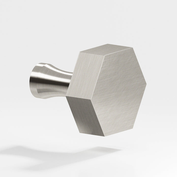 Colonial Bronze 130 Hexagonal Cabinet Knob with flared post in Satin Nickel