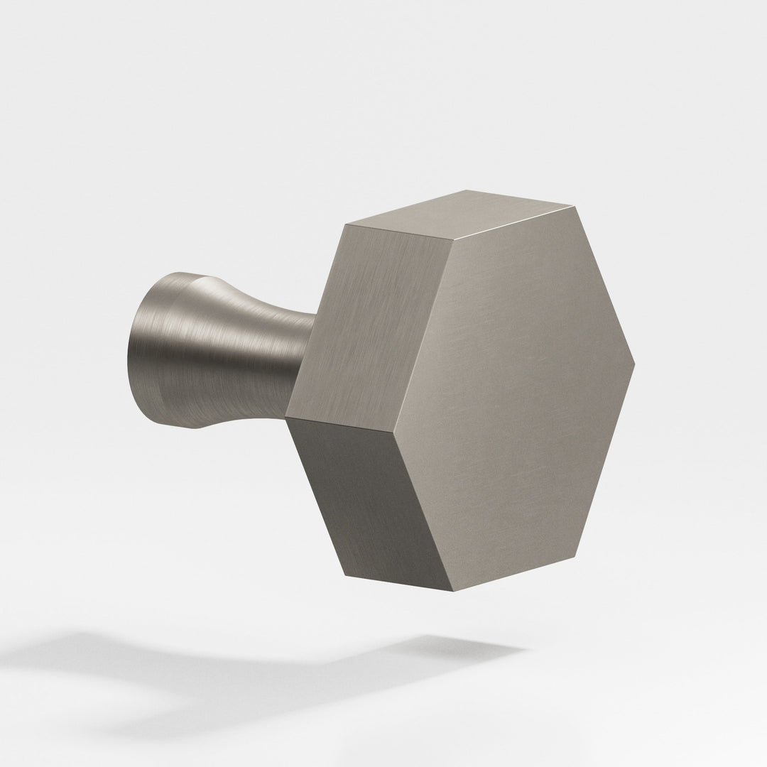 Colonial Bronze 132 Hexagonal Cabinet Knob with flared post in Matte Pewter