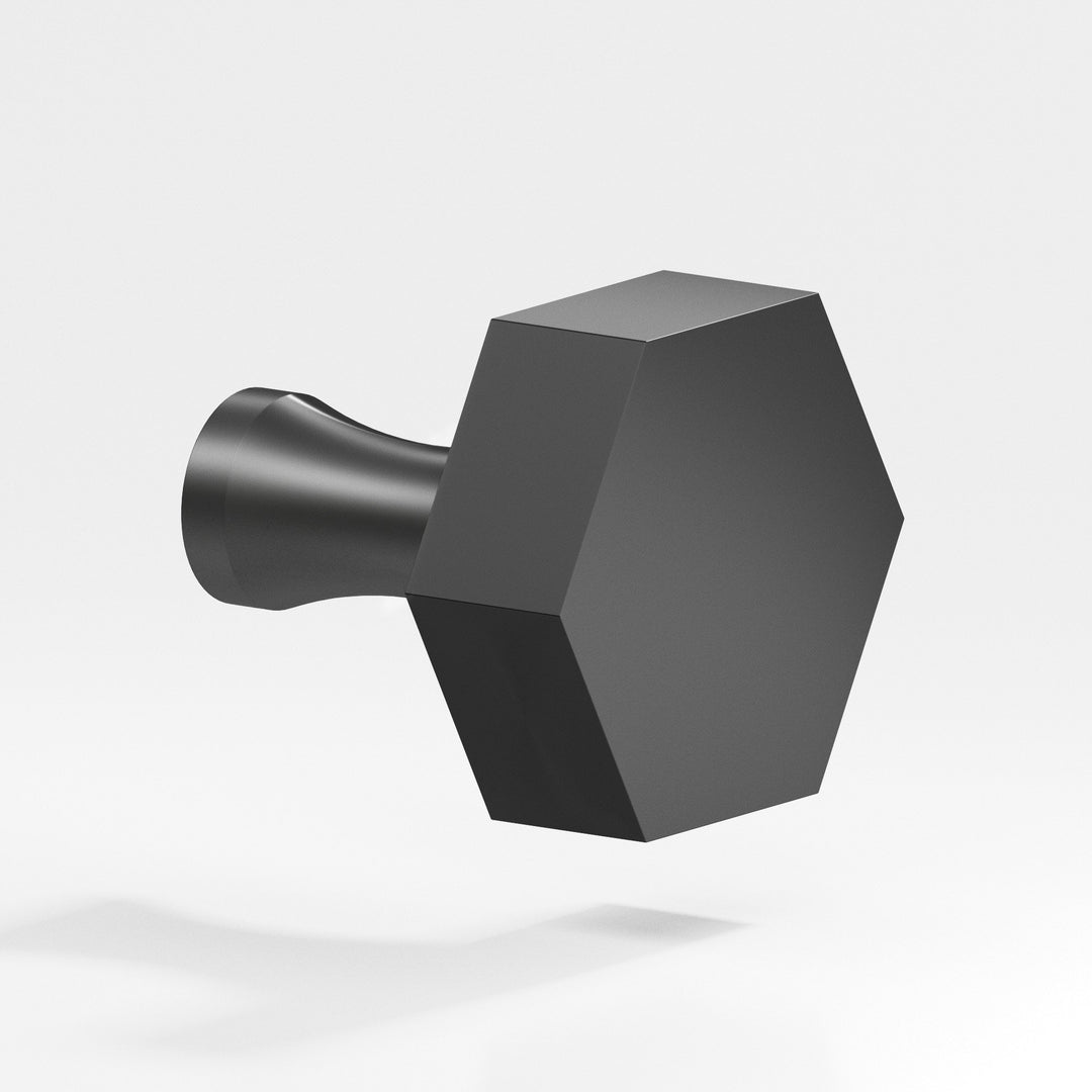 Colonial Bronze 131 Hexagonal Cabinet Knob with flared post in Matte Graphite