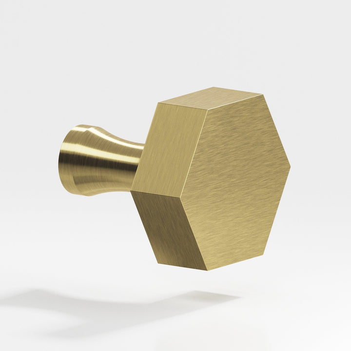 Colonial Bronze 131 Hexagonal Cabinet Knob with flared post in Antique Brass