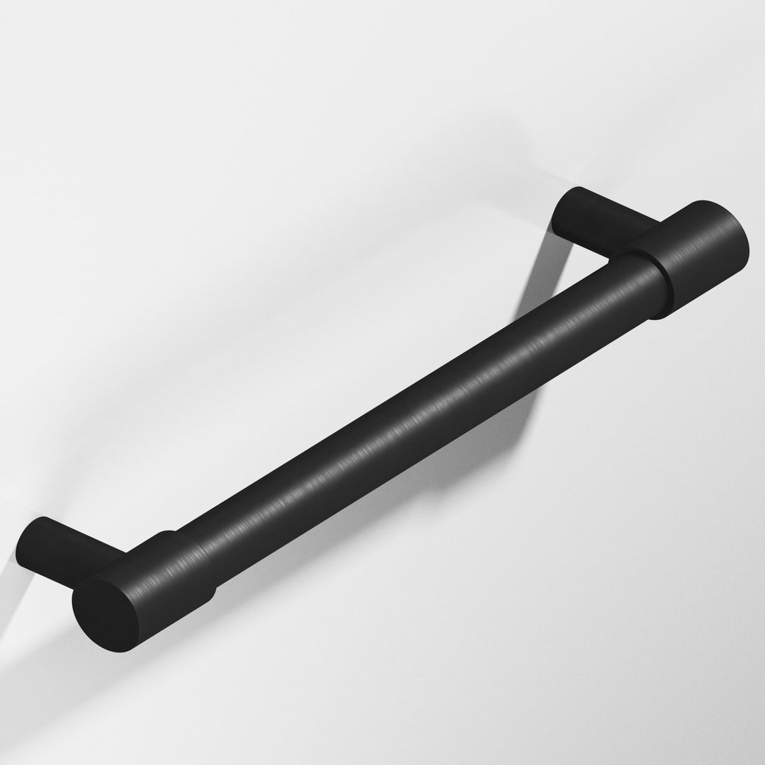 Colonial Bronze 1347 Round Cabinet Pull with turned-down bar and straight posts in Matte Satin Black