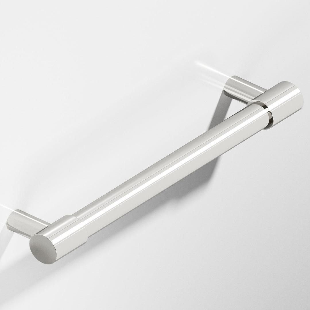 Colonial Bronze 1346 Round Appliance Pull with turned-down bar and straight posts in Polished Nickel