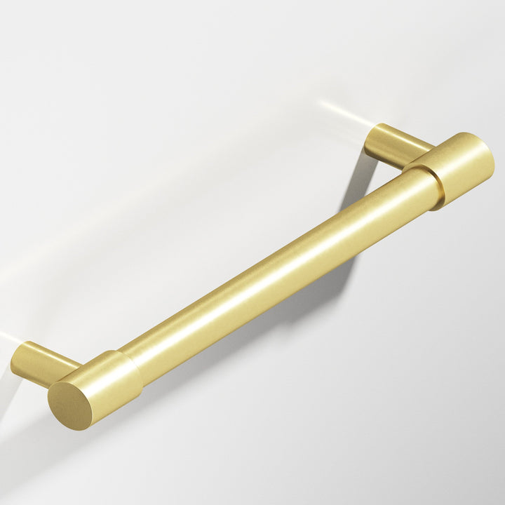 Colonial Bronze 1346 Round Appliance Pull with turned-down bar and straight posts in Matte Satin Brass