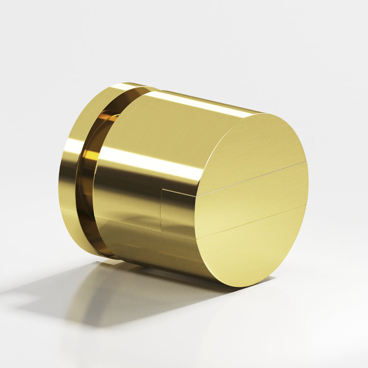 Colonial Bronze 1387 Round grooved and striped Cabinet Knob in Unlacquered Polished Brass