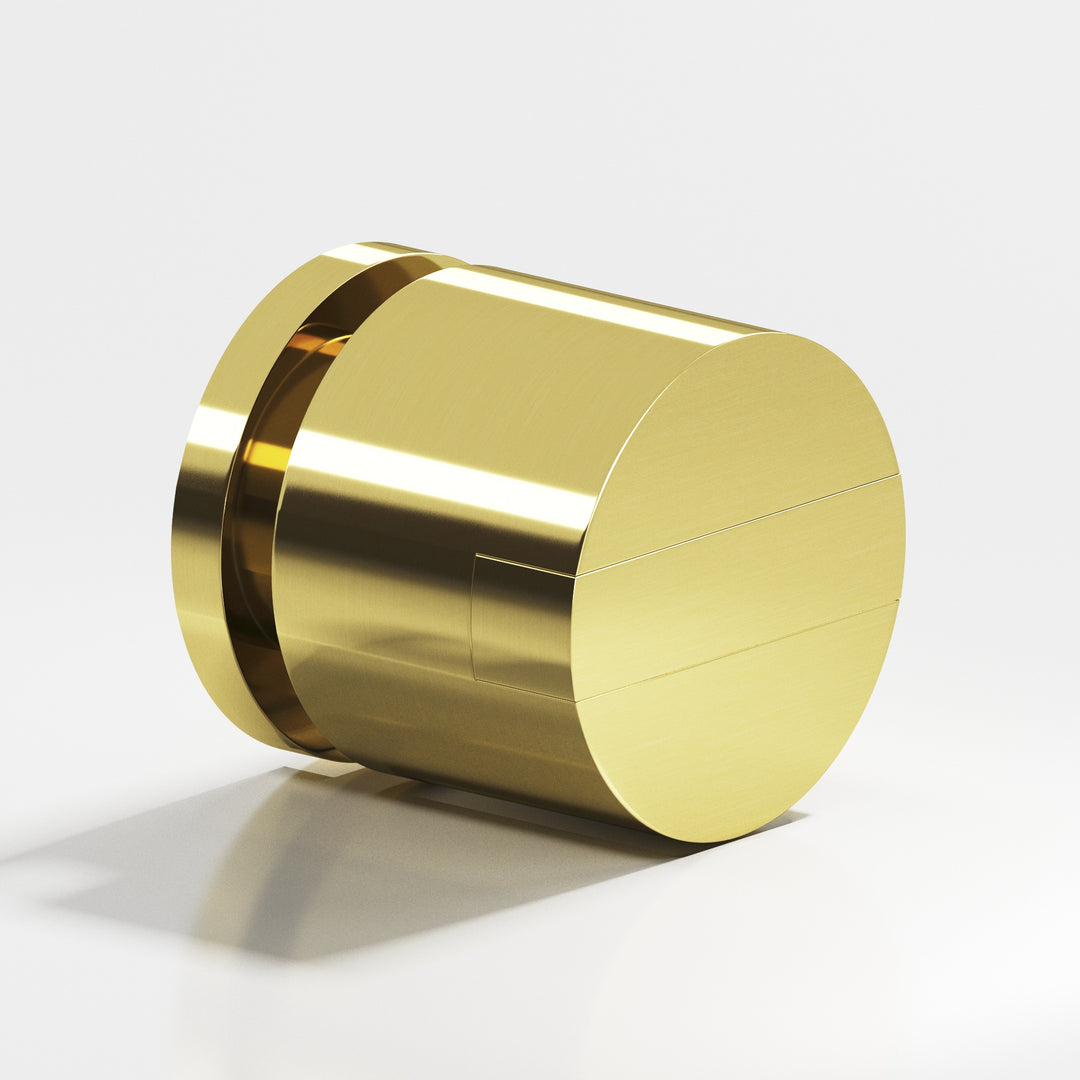 Colonial Bronze 1386 Round grooved and striped Cabinet Knob in Unlacquered Polished Brass