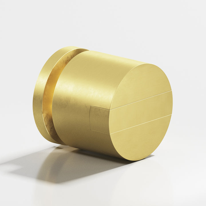 Colonial Bronze 1387 Round grooved and striped Cabinet Knob in Matte Satin Brass