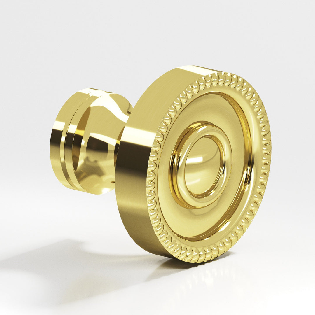 Colonial Bronze 173 Round beaded Cabinet Knob in Unlacquered Polished Brass