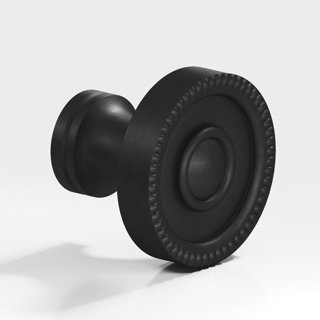 Colonial Bronze 174 Round beaded Cabinet Knob in Matte Satin Black
