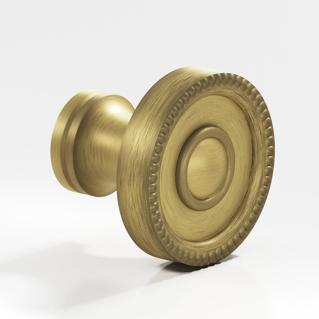 Colonial Bronze 173 Round beaded Cabinet Knob in Matte Antique Satin Brass