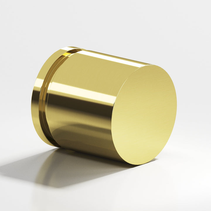Colonial Bronze 186 Round grooved Cabinet Knob in Unlacquered Polished Brass