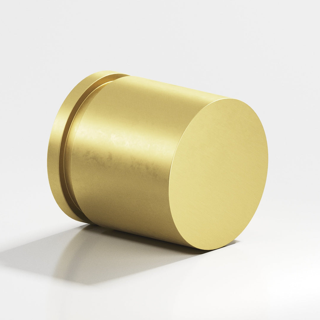 Colonial Bronze 187 Round grooved Cabinet Knob in Matte Satin Brass