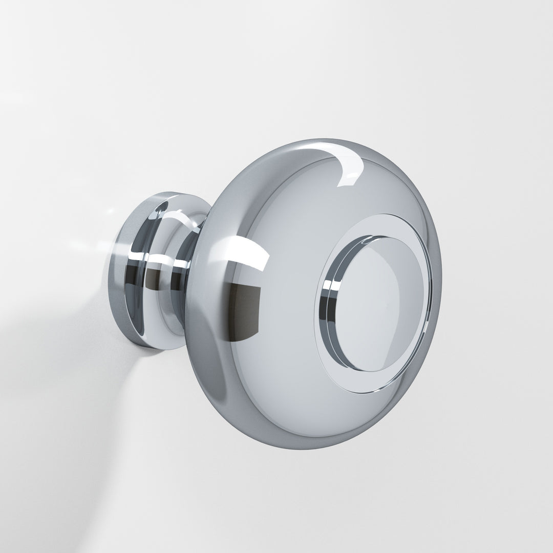 Colonial Bronze 1930 Round grooved Cabinet Knob in Polished Chrome