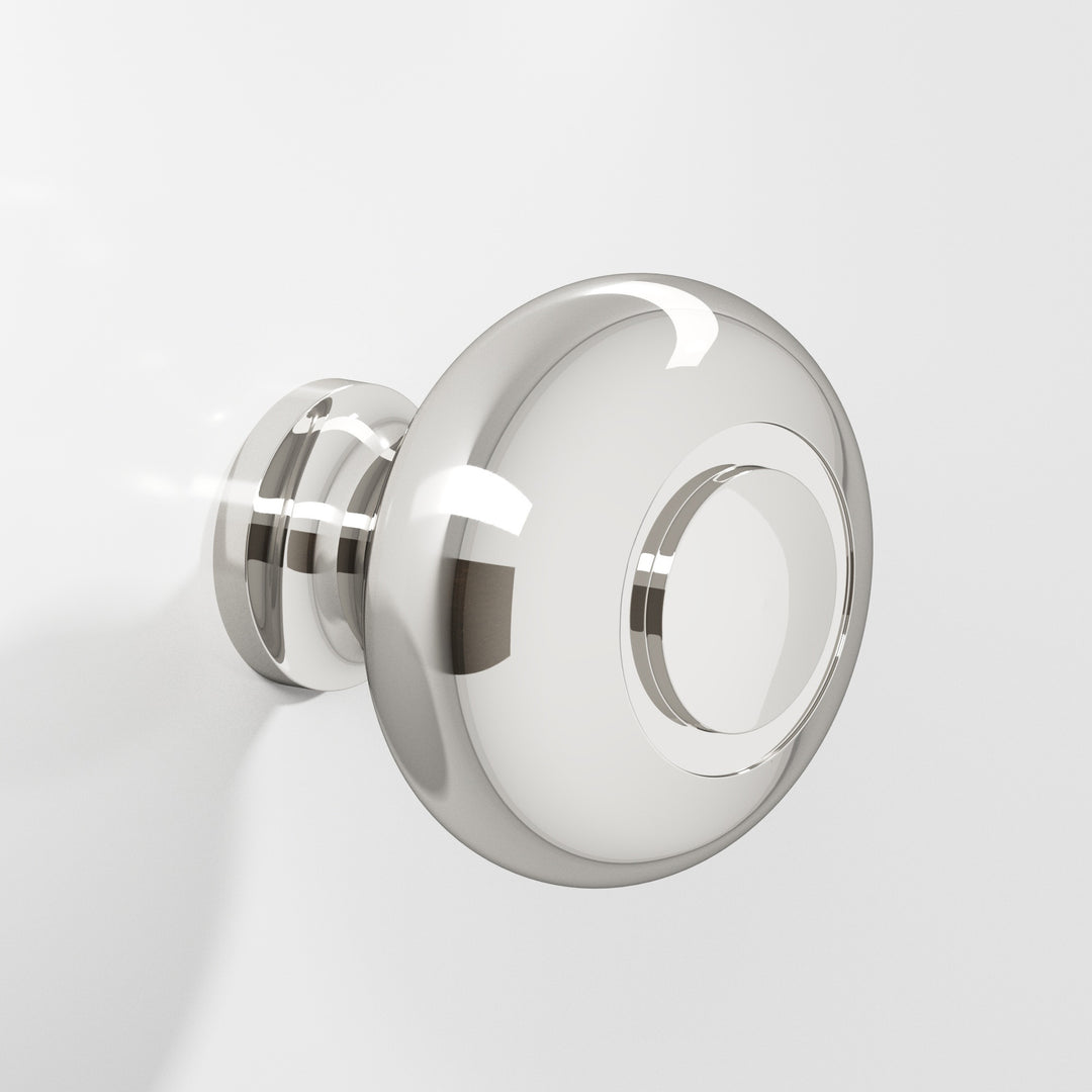 Colonial Bronze 1930 Round grooved Cabinet Knob in Polished Nickel
