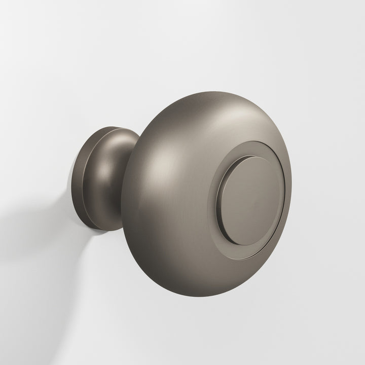 Colonial Bronze 1930 Round grooved Cabinet Knob in Matte Pewter
