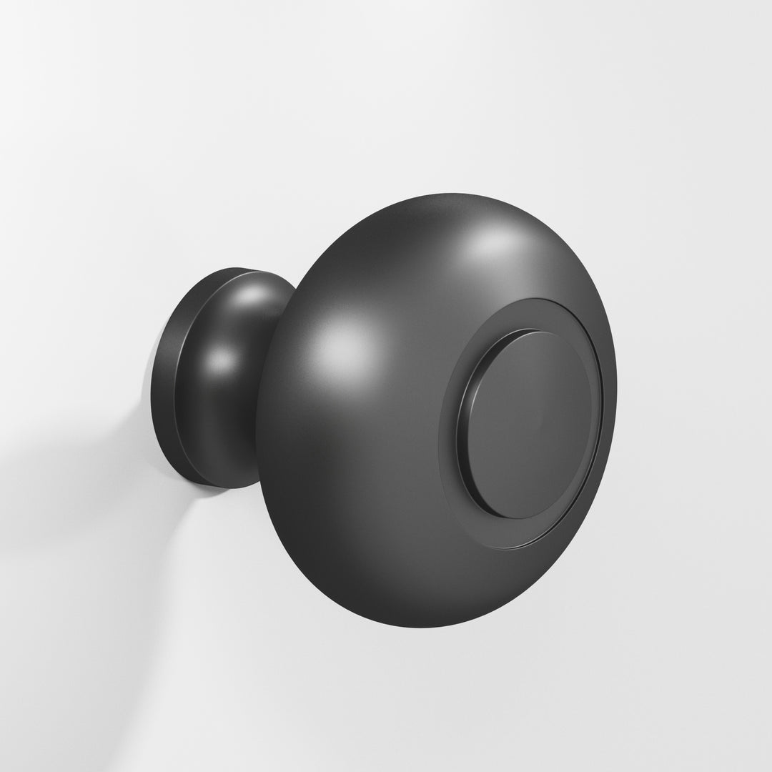 Colonial Bronze 1930 Round grooved Cabinet Knob in Matte Graphite