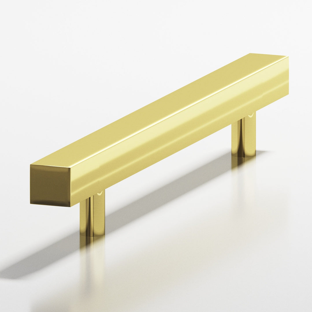 Colonial Bronze 506 Square Cabinet Pull with straight posts in Unlacquered Polished Brass