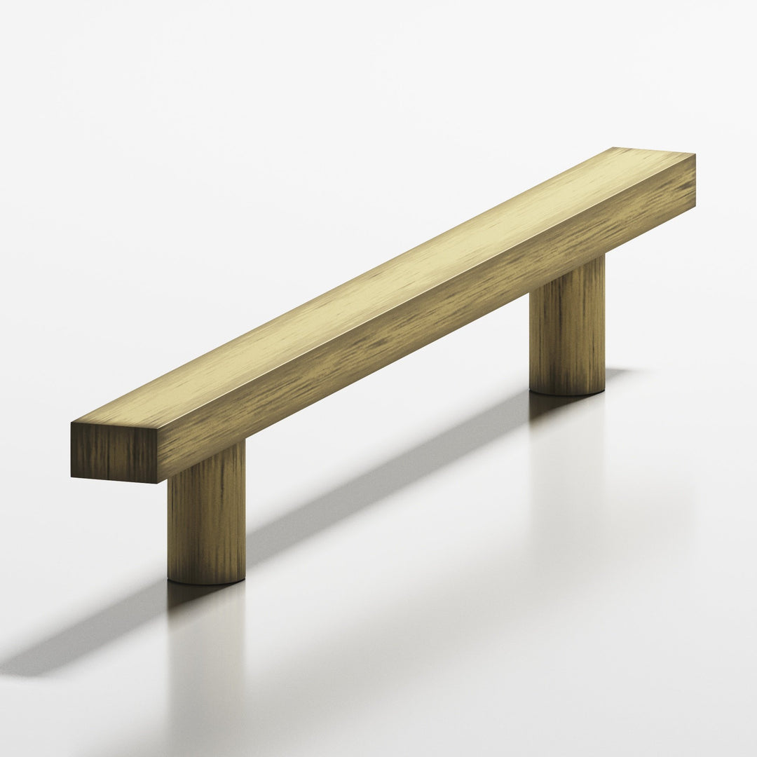 Colonial Bronze 254 Rectangular Cabinet Pull with straight posts in Matte Antique Satin Brass