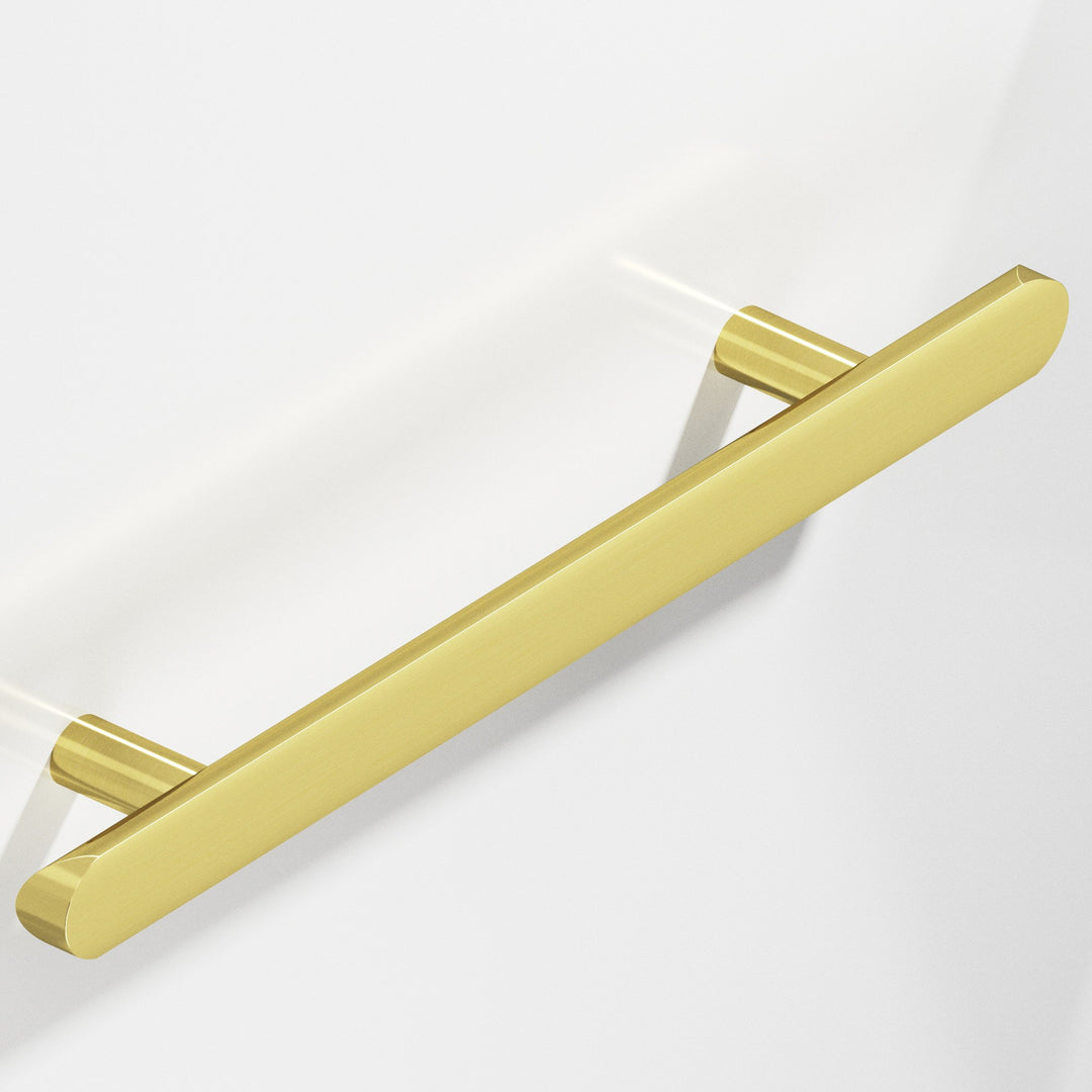 Colonial Bronze 256 Half-round Cabinet Pull with straight posts and rounded ends in Unlacquered Polished Brass