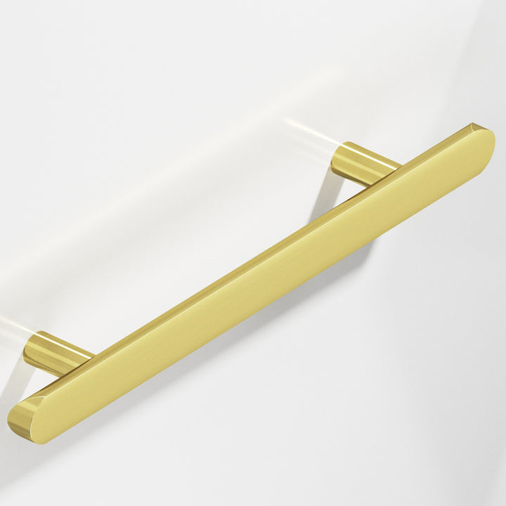 Colonial Bronze 256 Half-round Cabinet Pull with straight posts and rounded ends in Unlacquered Polished Brass
