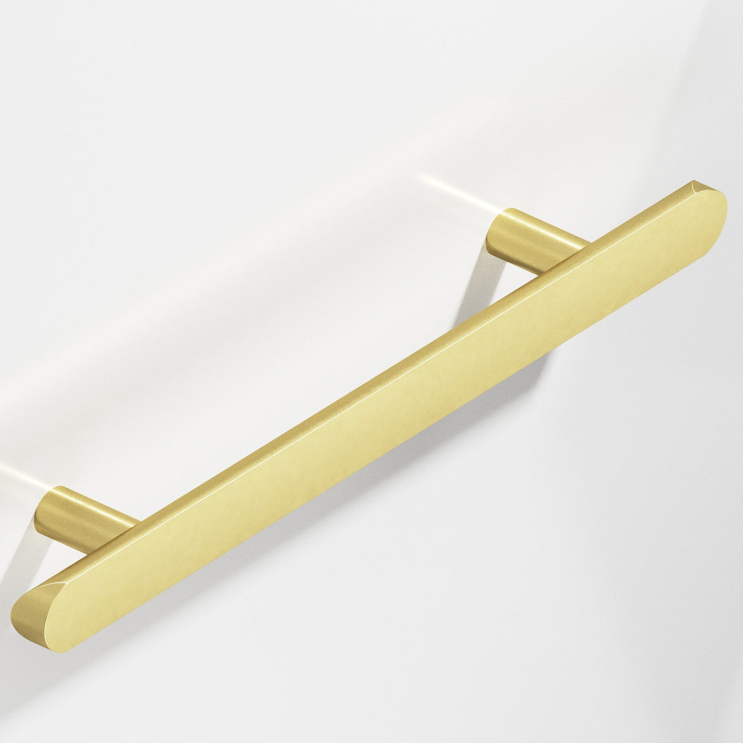 Colonial Bronze 256 Half-round Cabinet Pull with straight posts and rounded ends in Matte Satin Brass