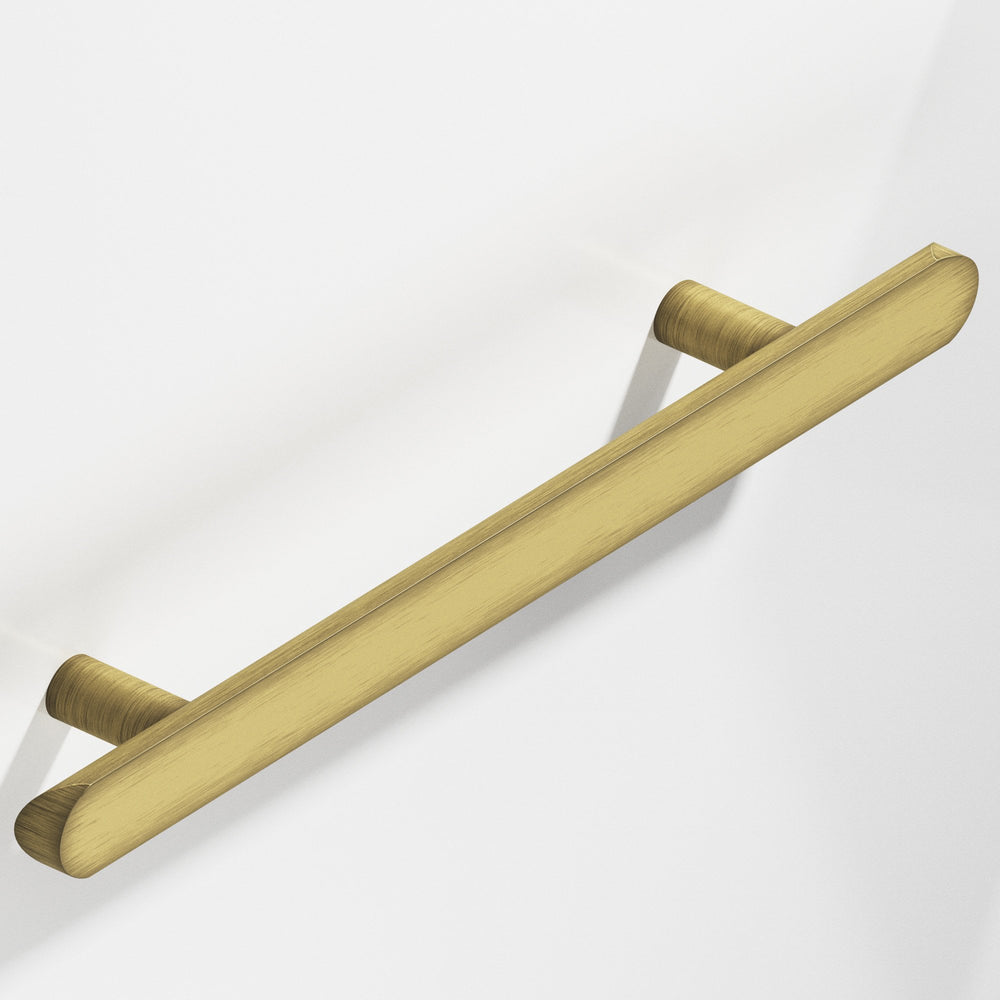 Colonial Bronze 256 Half-round Cabinet Pull with straight posts and rounded ends in Matte Antique Satin Brass